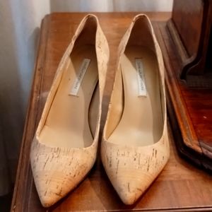 Cork style day/evening shoe with 3 inch heel.